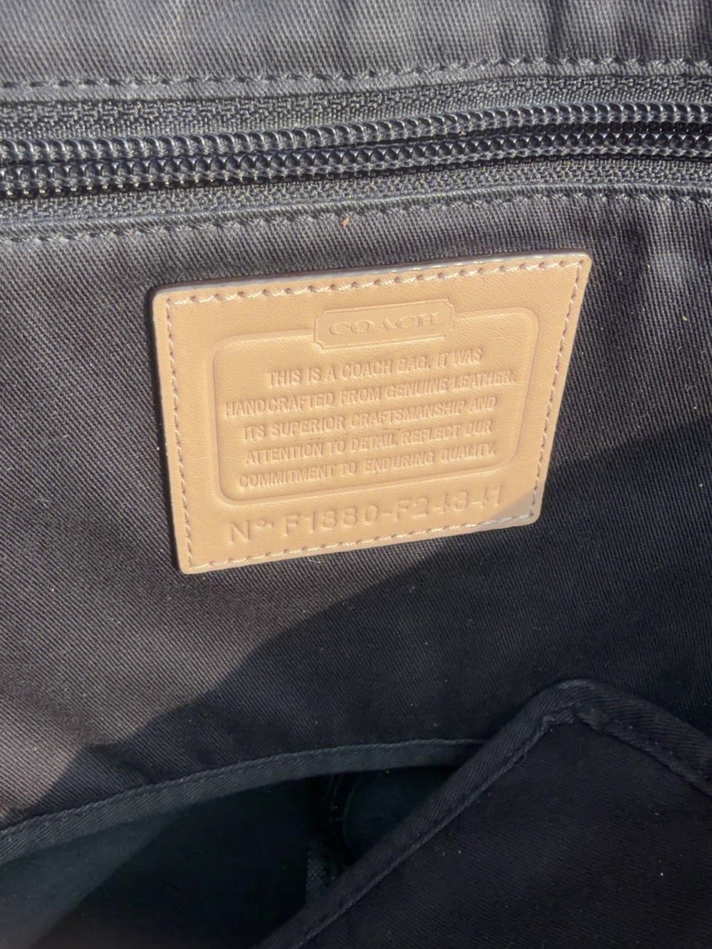 Coach Black Tote with Tan Trim and Handles - Picture 3 of 6